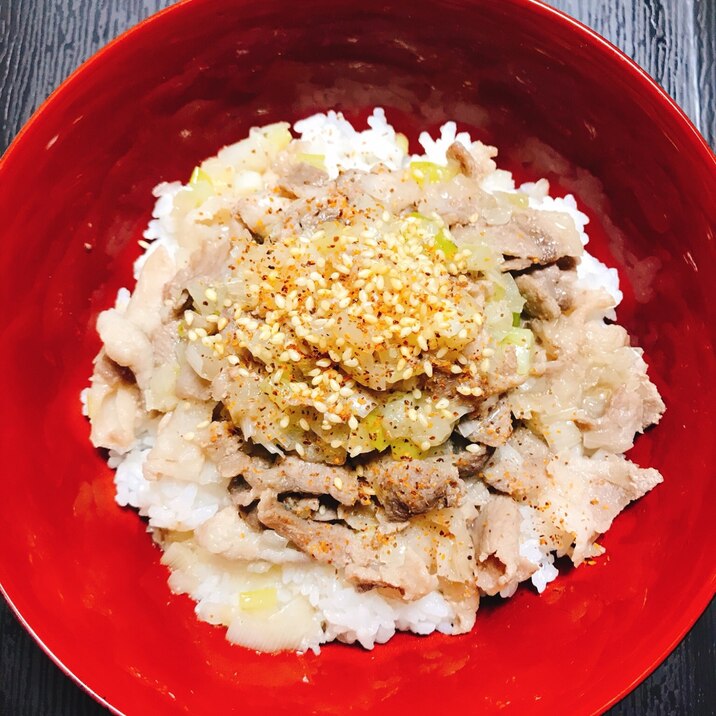 簡単ネギ塩豚カルビ丼 159円